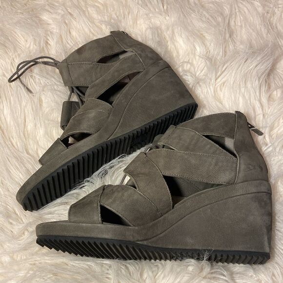 Eileen Fisher Olive coloredWedge Shoes Suede Comfort 7.5 - Picture 7 of 7